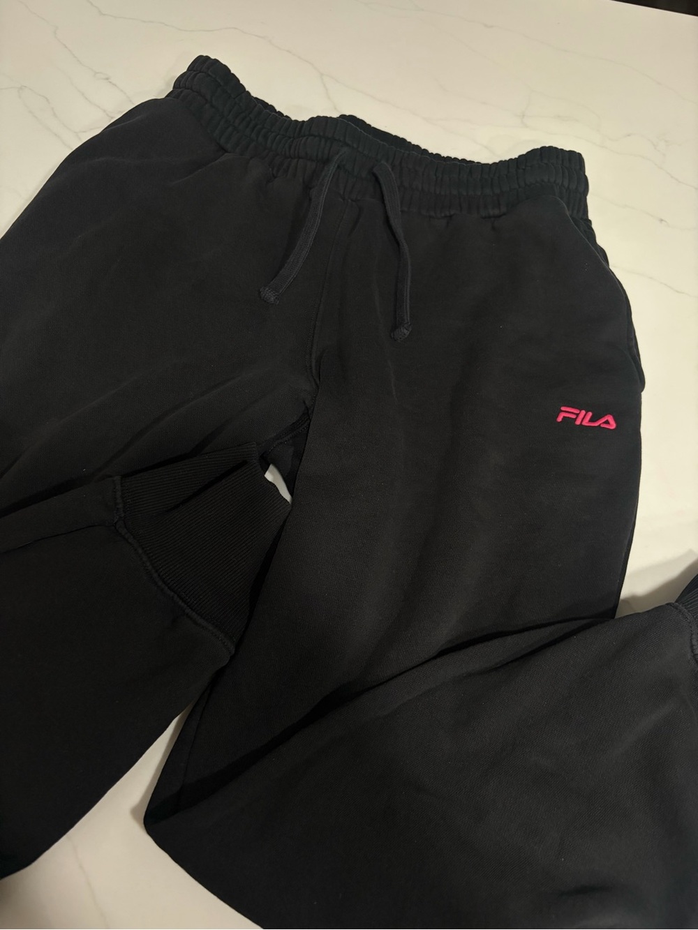 Fila Black Jogger Sweatpants with Pink Logo